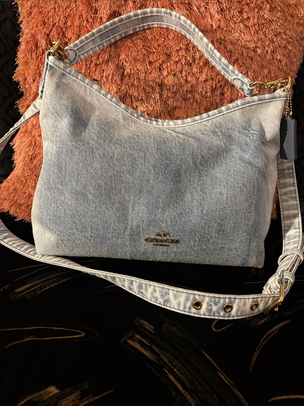 Coach Loved Denim Shoulder Laurel with Gold Hardware - Picture 1 of 1